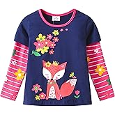 VIKITA Girls Shirts Winter Long Sleeve Tops Print Tees for Girls,3-12 Years