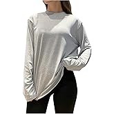 RoseSeek Women's Long Sleeve Athletic Shirts Crew Neck Drop Shoulder Sports Workout Tops Gym Clothes