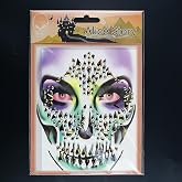 Halloween Sugar Skull Face Gems Stickers - Day of The Dead Rhinestone Crystals - Festival Rave Temporary Tattoos - Stick on for Cosplay Party