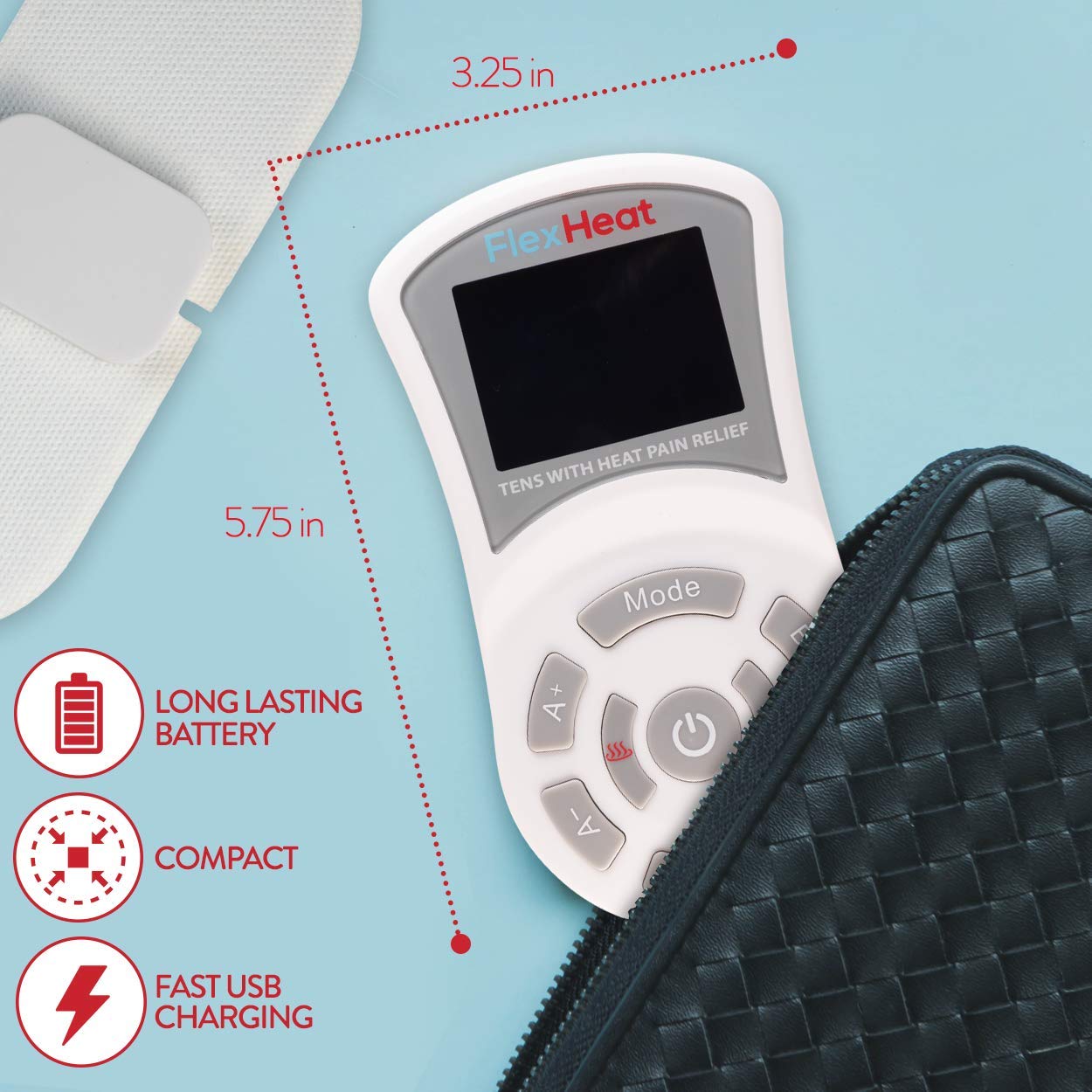 FlexHeat Tens EMS Unit with Heat FDA 510K Cleared Patented Combo