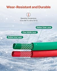 VEVOR Oxygen Acetylene Hose, 1/4-Inch x 25FT Oxy
