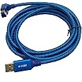 Seadream Angle USB 3.0 Printer Cable Braided 10FT;USB Type A to Type B Plug 90 Degree Male to Male Cable Compatible with Docking Station, External Hard Drivers, Scanner, Printer and More