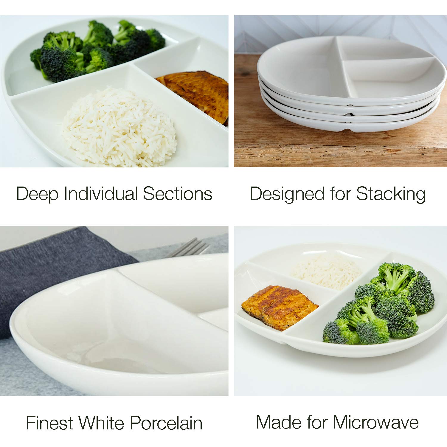 Mua Portion Control Plate for Healthy Eating & Weight Loss Divided Porcelain Dinner Plate for
