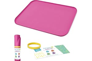 Just Messin' Silicone Art Mat for Crafts, Legos, Slime, Resin, Paint & Jewelry-Making, Table Protection with Raised Sides to Contain Mess, Non-slip Heat Resistant, 12”x18” Mat with high .6" Edge, Pink