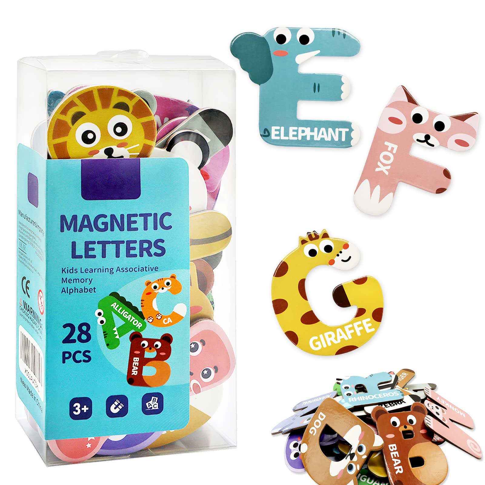 Uooker Fridge Magnet Letters Toys A-Z Alphabet Funny Cartoon Animals Magnetic Letters,ABC Toddler Games to Learn to Read, Spell and Practice Phonics, Educational Learning Toys for Kids Baby Girls Boys