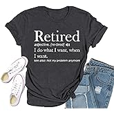 Qskall Retirement Shirts for Women Retired Teacher T-Shirt Grandma Retired Tee Tops
