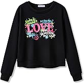 Serdomi Crop Sweatshirt for Little & Big Girls - Cool Top Clothes Stylish Graffiti/California/New York Size 6-18