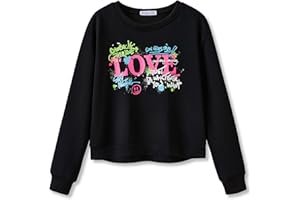 Serdomi Crop Sweatshirt for Little & Big Girls - Cool Top Clothes Stylish Graffiti/California/New York Size 6-18