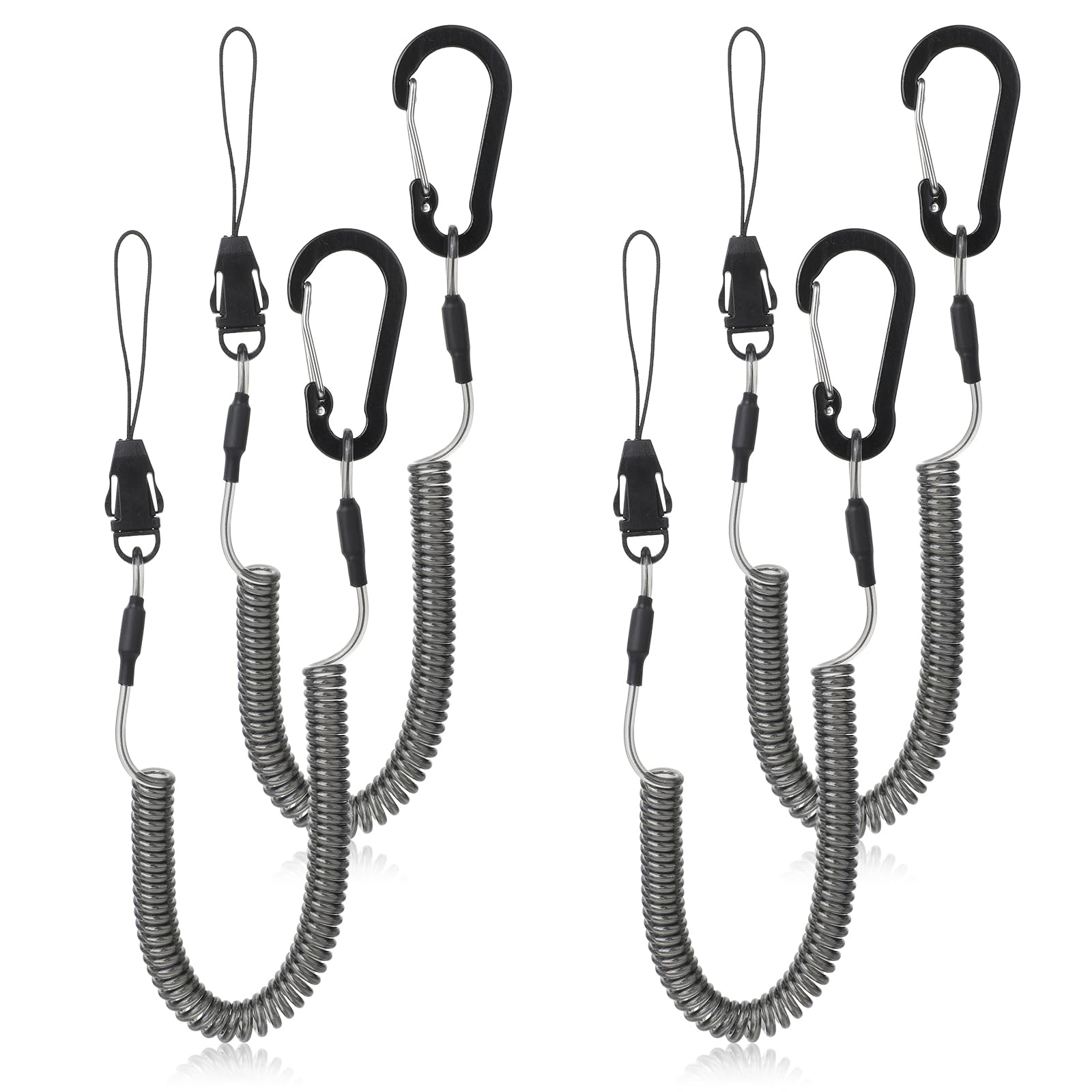 Spring Coiled Lanyards Retractable Safety Lanyard Stretchy Spiral Keyring Coil Spring Keychain Anti-Lost Stretch Cord Quick Release Detachable Buckle for Fishing Tools Keys Card