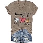 Women's T-Shirts V-Neck Boho Flowers Wildflowers Graphic Tees Shirts Cute Casual Summer Tops Short Sleeve T Shirt
