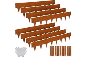 SOLUTION4PATIO EXPERT IN GARDEN CREATION Solution4Patio 8-Pack Corten Steel Garden Landscape Edging with 9X Clips, 6" H Hammer-in Heavy Duty Bendable Metal Pre-Rusted Border Edging Strips for Lawn, Yard (26ft Total)