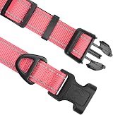 Joytale Reflective Dog Collar Neon Pink Small Adjustable Neoprene Padding view 3