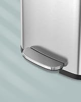 SONGMICS 68L Kitchen Bin Pedal Trash Can with Lid Metal Silver Black LTB520E68 view 4