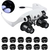 Hands Free Head Magnifying Glasses, Magnifier with Light (1X-8X) | 1X, 2X, 3X, 5X, 6X, 8X, Ideal for Jewelry, Eyelash Extensions, Soldering, Craft, Cross Stitch