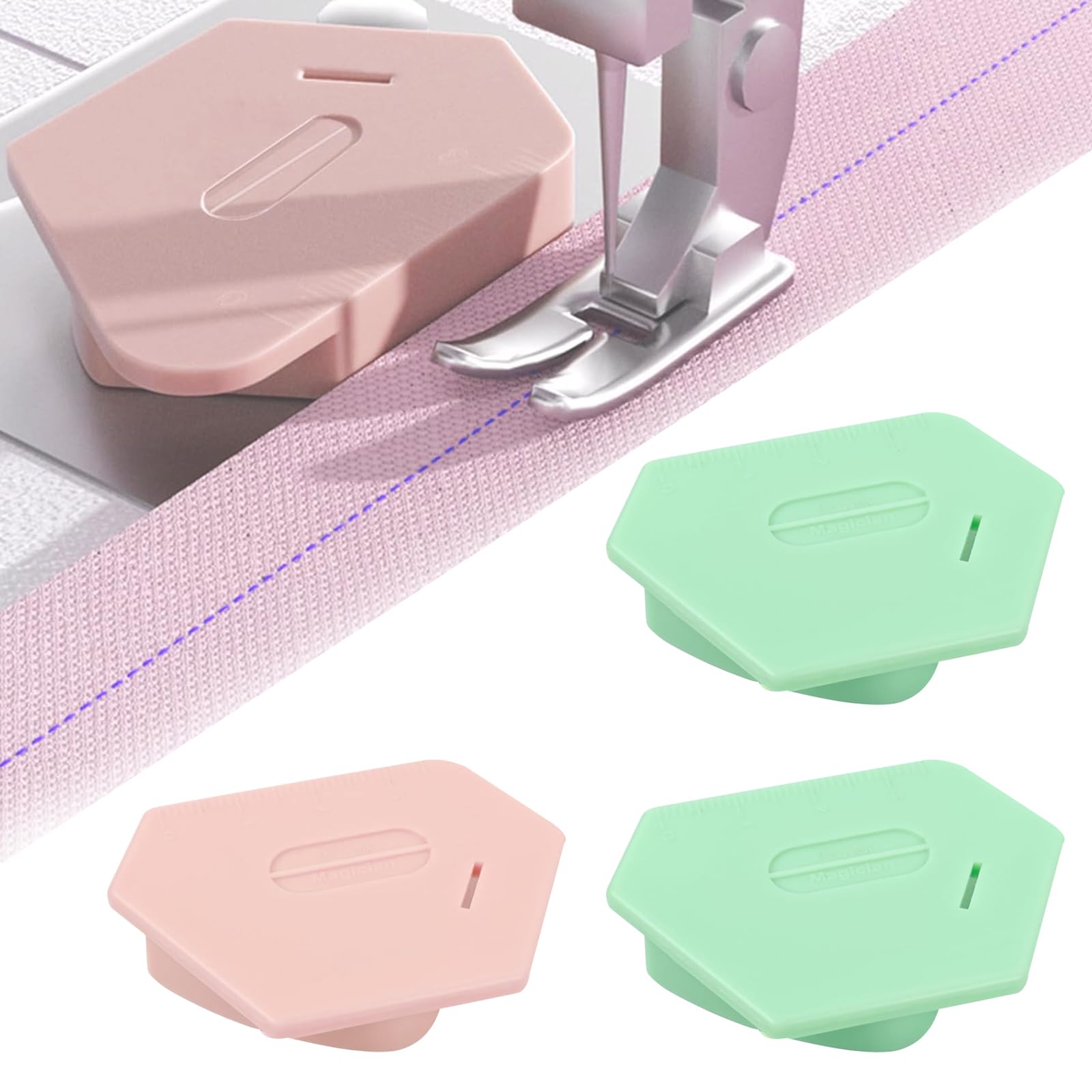 3 Pcs Magnetic Seam Guide for Sewing Machine, Magnetic Seam Guide with Scale,Seam Guide for Sewing Machine Polygonal Multifunctional, for Sewing Straight, Accessories Suitable for Most Sewing Machine