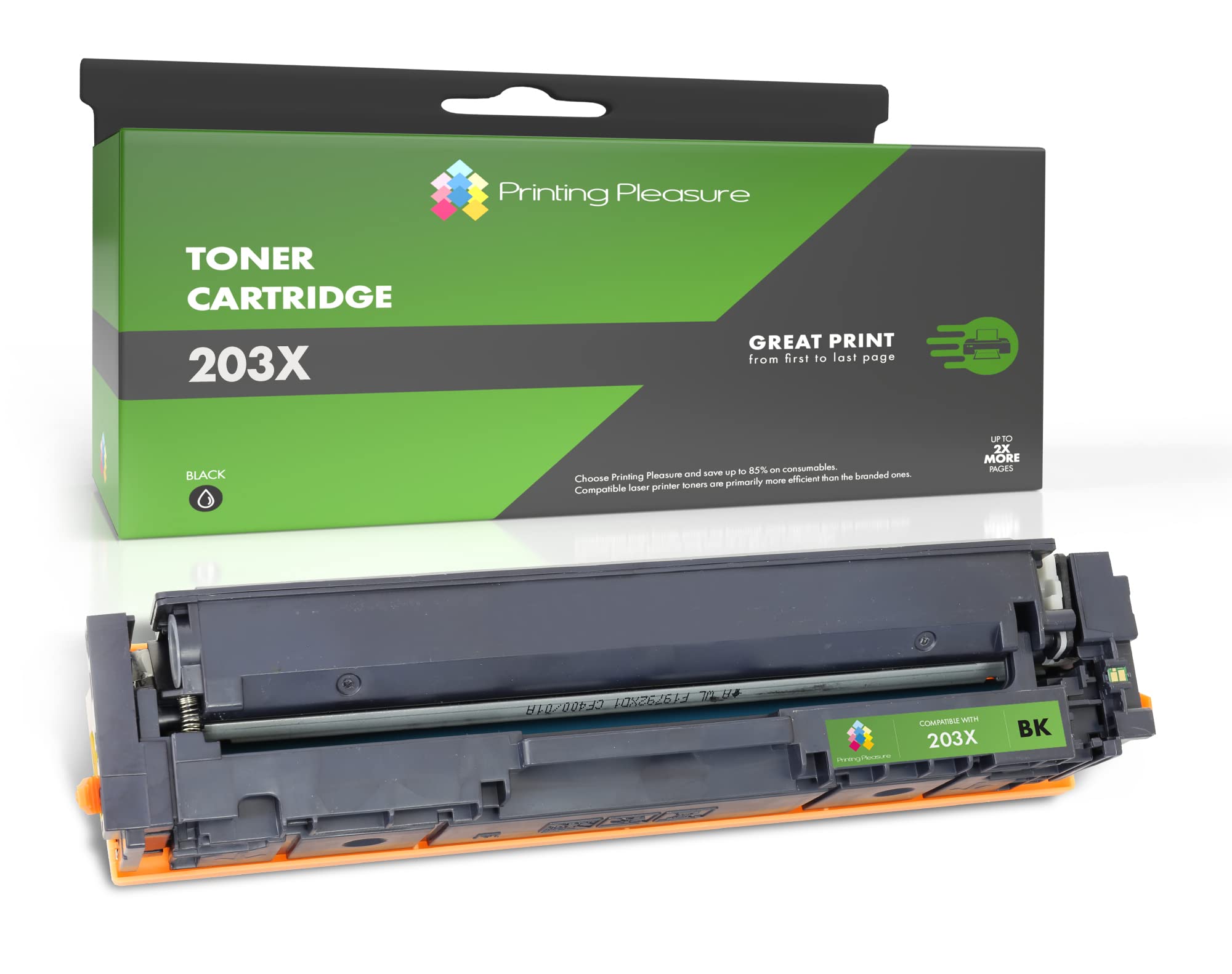 Printing Pleasure Compatible CF540X 203X Toner Cartridge for HP Colour LaserJet Pro M254dw M254nw MFP M280nw MFP M281fdn MFP M281fdw - Black, High Yield (3, 200 pages)