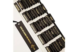 Lumintutu Laminated Bible Tabs with Bookmark, Gold Foil Large Print Lettering, 75 Tabs Bible Study Journaling Supplies, Christian Gift for Women and Men, She Reads Truth Bible (Black)