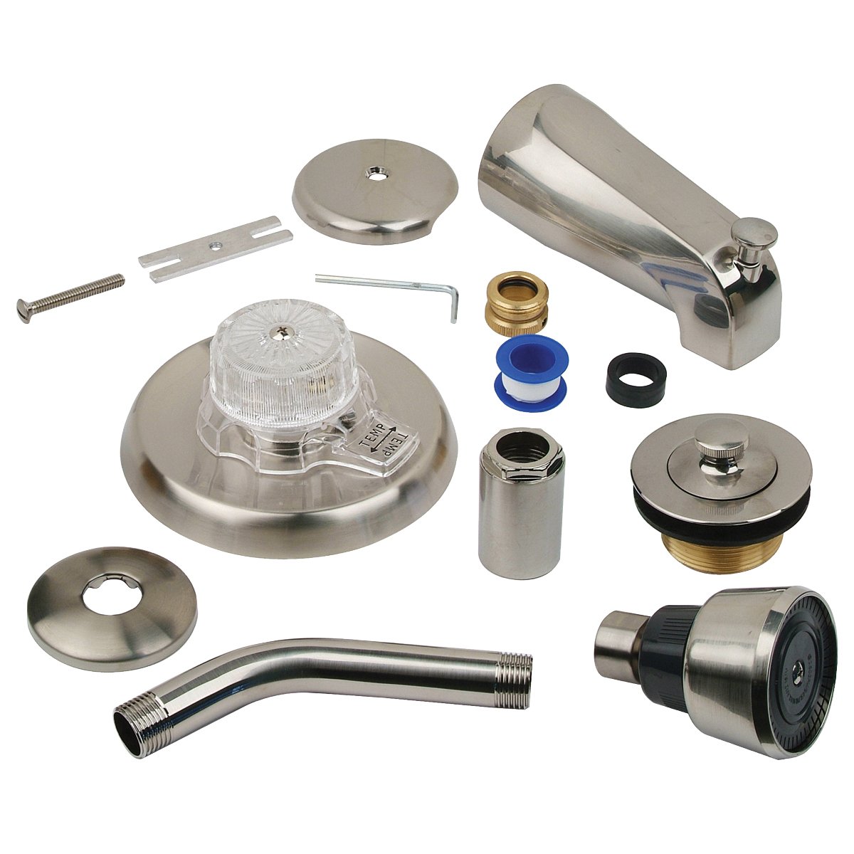 BrassCraft SKD0201 D Mixet MTR-5 CLR SN Complete Single Handle Tub and Shower Trim Kit with Old Style Handles, PVD Satin Nickel