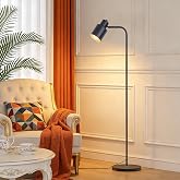 yuhaptomer Modern Minimalist Black Floor Lamps with 3-Color Dimmable LED | Adjustable Standing Reading Lamp for Living Room Bedroom Office, Sturdy Base with Felt Pad, small Vintage industrial Design
