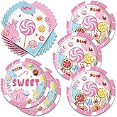 40Pcs Candyland Birthday Party Supplies Tableware Candy Land Lollipop Dessert Party Plates and Napkins for Girls Baby Shower Birthday Decorations