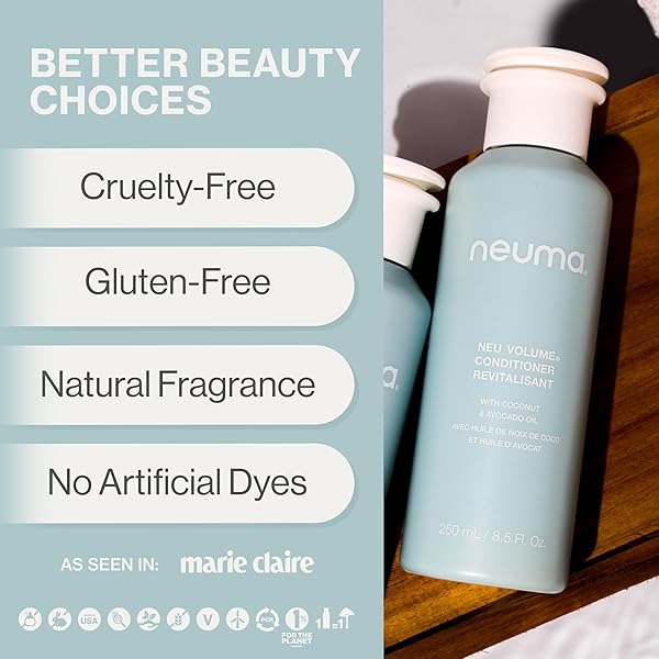 NEUMA NEU VOLUME CONDITIONER 8.5 FL. OZ. FENNEL, YLANG YLANG, PATCHOULI, AND VANILLA SCENT, MOISTURIZING CONDITIONER SULFATE FREE PARABEN FREE