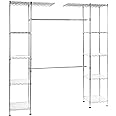 Amazon Basics Expandable Adjustable Metal Hanging Storage Organizer Rack Wardrobe with Shelves, 57-80 x 14 x 72 inches (LxWxH), Chrome
