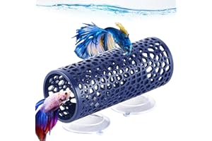 Abizoo Betta Fish Tunnel,Navy Blue Betta Sleeping Tube Safe Hollow Design for Small Fish & Shrimp-Ideal Toys for Betta Guppies Resting-Betta Fish Tank Accessories Hammock,Aquarium Decorations Hideout