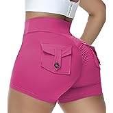 COFCAT Booty Shorts for Women Scrunch Butt Shorts with Pocket Cargo Workout Biker Gym Bottoms