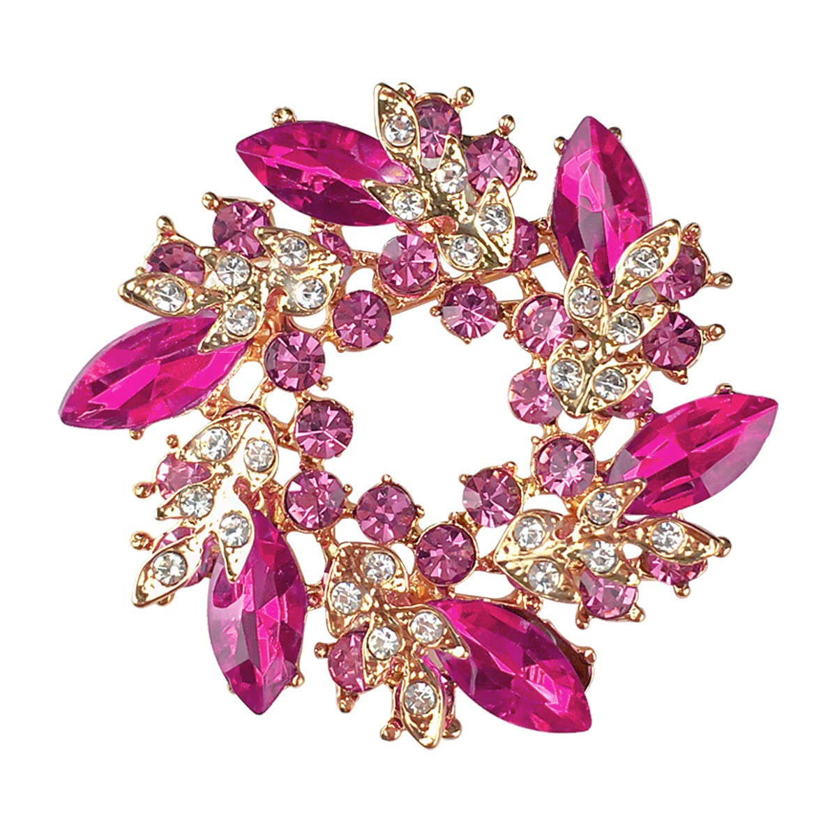 Mecool Bauhinia Brooch Pin for Women Flower Brooch Elegant Simulated Crystal Brooches-Red