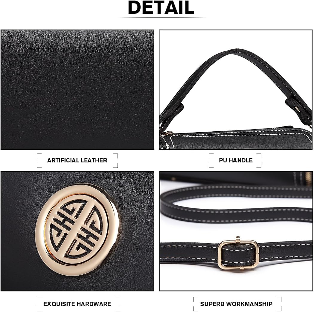 Miss Lulu Women Handbags Pu Leather Small Top Handle Tote Cross Body Bag Womens with Light Golden Hardware - Image 4