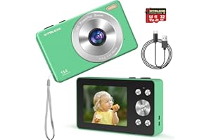 VITALUXE 4K Digital Camera, Camera for Kids Real 13MP Point and Shoot Digital Cameras with 32GB SD Card 16X Zoom, 2.83'' Portable Vintage Small Camera for Teens Kids Boys Girls Gift Green