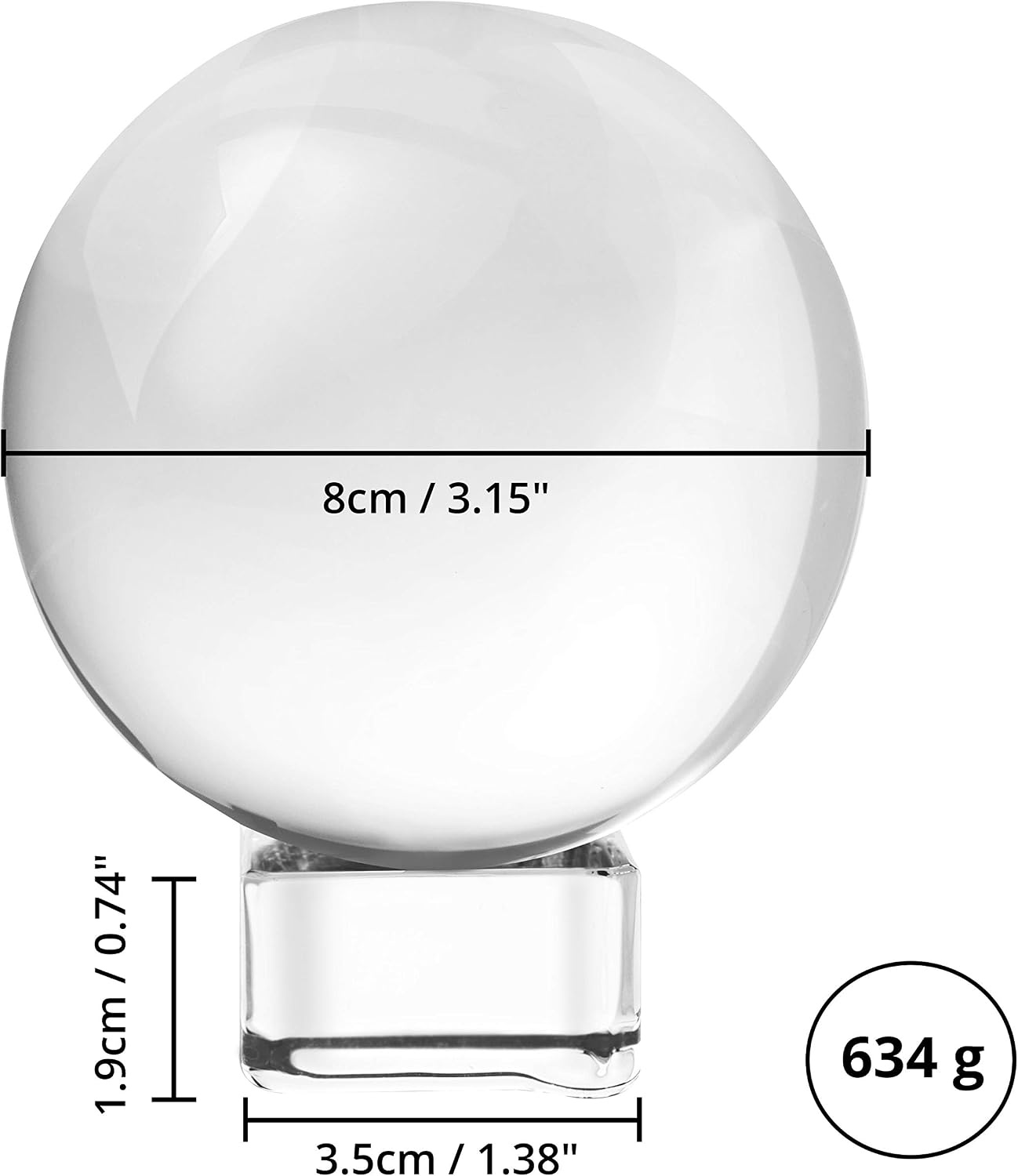 Belle Vous K9 Crystal Ball 80mm, 8cm Photography Ball with Crystal Stand, Velvet Pouch, Microfiber Cloth and Gift Box - Image 3