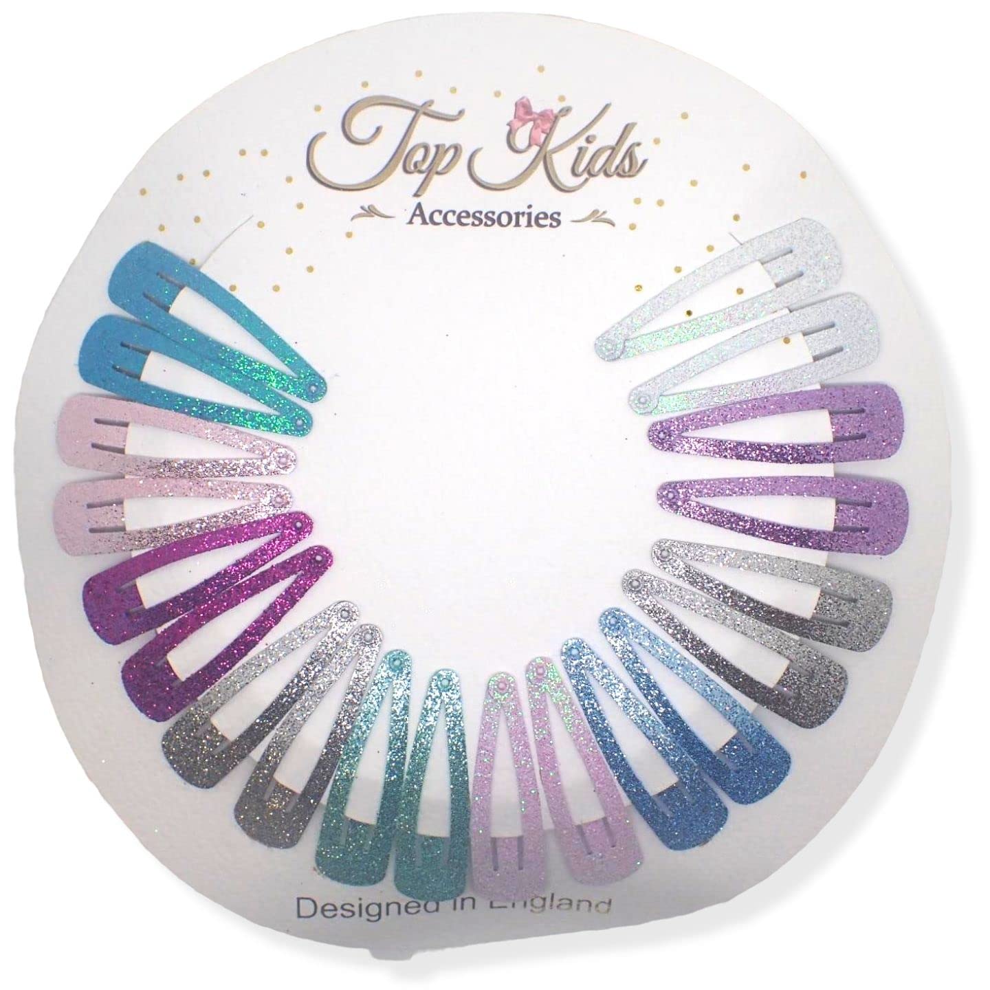 Topkids Accessories Glitter Hair Snap Clips Glittery Girls Children Women Kids Clip Sparkly Slides Fringe Party Sectioning Clips Bendies Sleepies 5cm / 2" (20 Pastel Tones)