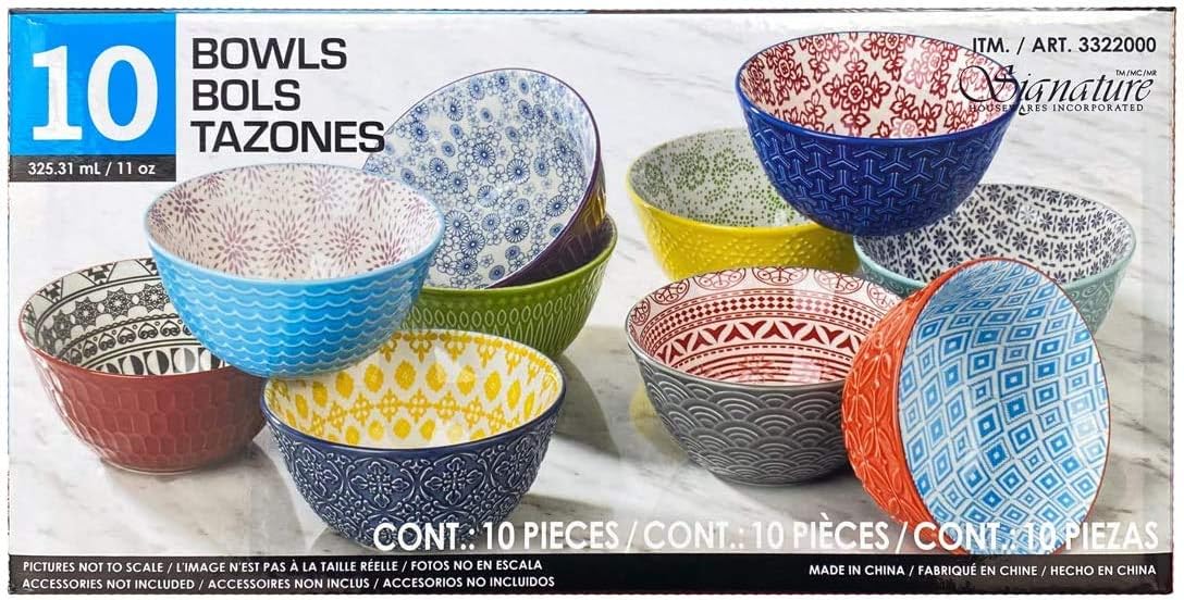 Amazon Signature Housewares お茶碗 ボウル 10個セット 325ml 直径12cm Stoneware Bowls 和風 ライスボウル コストコ Costco 飯碗 通販