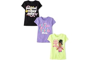 The Children's Place Girls Sports,Trends,Icons Short Sleeve Graphic T-Shirts,3 Pack