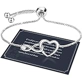 J.Fée Infinity Heart Bracelets for Women with 5A Cubic Zirconia, 925 Silver Bracelets for Women Adjustable Womens Bracelet Jewelry for Wife Girlfriend Her