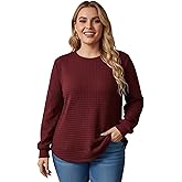 winkbay Women's Plus Size Crewneck Sweatshirt Fall Long Sleeve Dressy Casual Pullover Tops