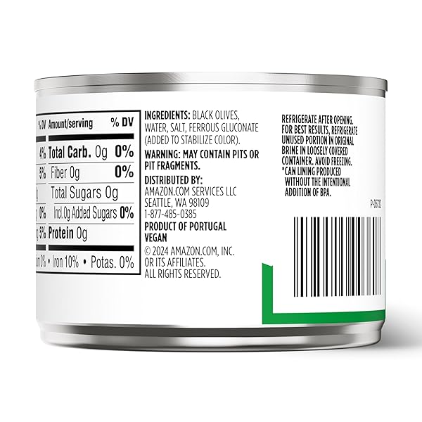 AMAZON GROCERY, BLACK RIPE CHOPPED OLIVES, 4.25 OZ