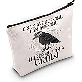 LEVLO Crow Cosmetic Makeup Bag Crow Lover Gift Crows Are Awesome Makeup Zipper Pouch Bag For Crow Fans (Crows Are Awesome)