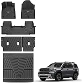 3W Floor Mats and Cargo Mat for Honda Passport 2026, All Weather TPE Custom Fit Passport Floor Liner 1st & 2nd Row & Trunk Mat with Backrest Mat, Full Set for 2026 Honda Passport Accessories, Black