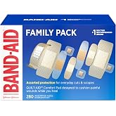BAND-AID Brand Adhesive Bandages Family Pack, Assorted Sizes, 280 Count | Variety Pack, Assorted Protection for Minor Cuts, Scrapes &amp; Burns, Helps Protect Against Dirt &amp; Germs, For First Aid Kits