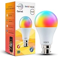 wipro B22 Wi-Fi Smart LED Bulb with Music Sync for Amazon Alexa & Google Assistant (12.5W, Multicolor)