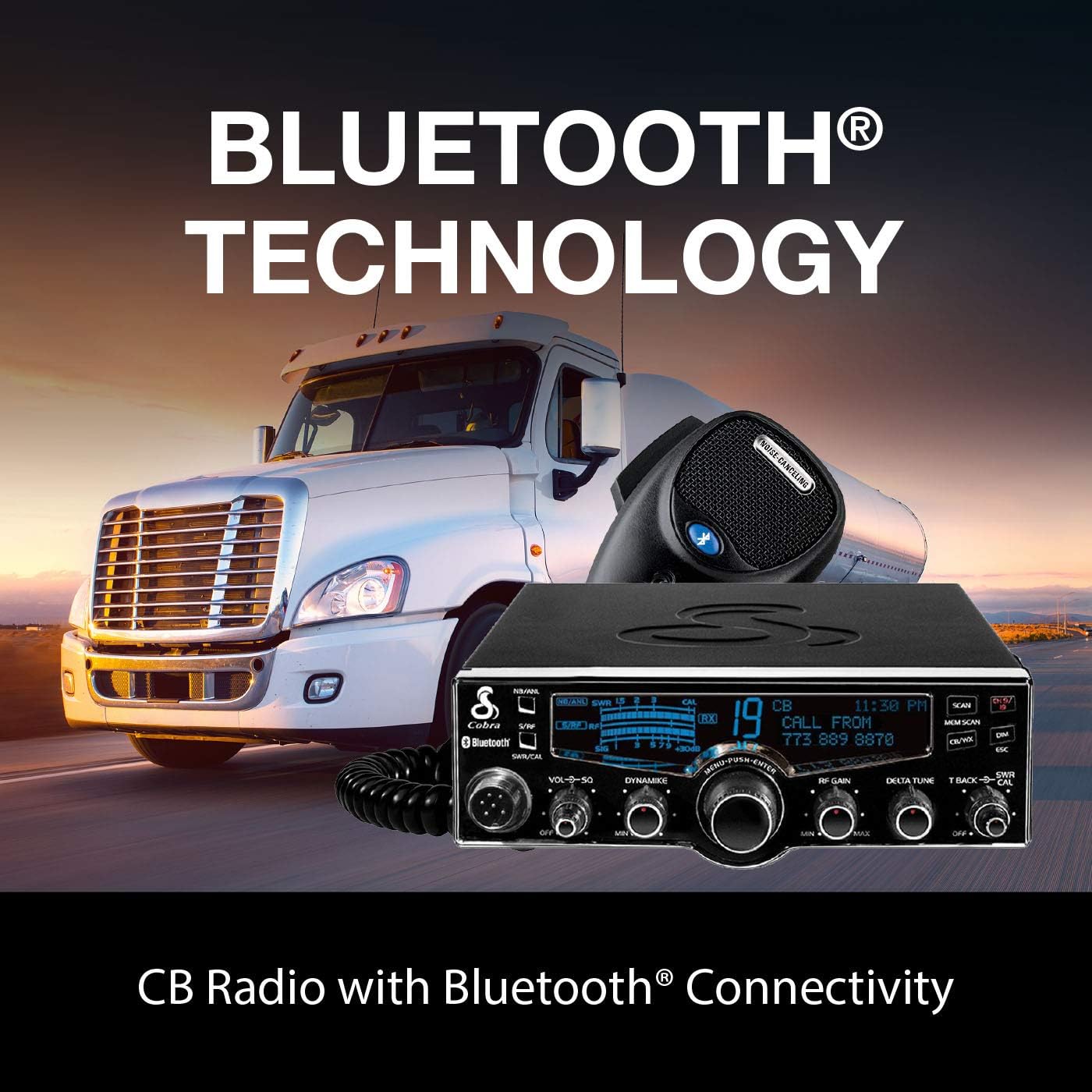 Cobra 29LXBT Professional CB Radio - Emergency Radio, Travel Essentials, Bluetooth Connectivity, Selectable 4-Color LCD, NOAA Weather and Emergency Alerts, Caller ID, Text to Speech