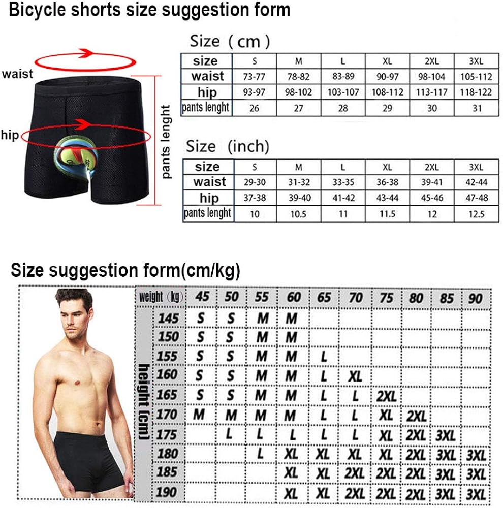 HTTOAR Men's Cycling Shorts Mountain Bike Shorts Anti-Slip Design Soft and BreathableBicycle Underwear: Clothing