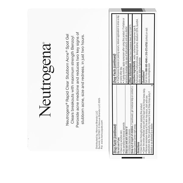 NEUTROGENA RAPID CLEAR STUBBORN ACNE SPOT TREATMENT GEL, MAXIMUM STRENGTH 10% BENZOYL PER-OXIDE TREATMENT MEDICATION FOR ACNE PRONE SKIN, PIMPLE CREAM REDUCES SIZE & REDNESS, 1 OZ