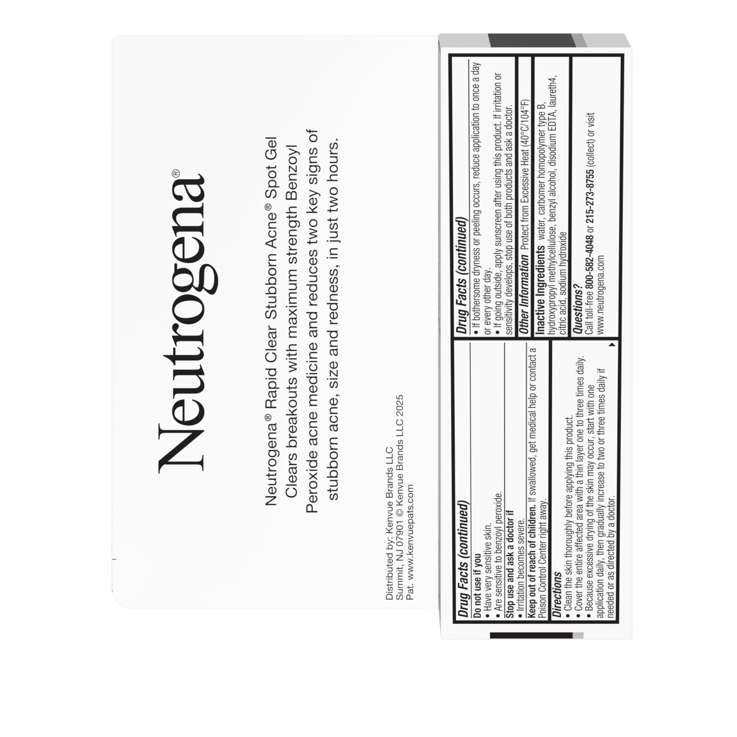 Neutrogena Rapid Clear Stubborn Acne Spot Treatment Gel, Maximum Strength 10% Benzoyl Per-oxide Treatment Medication for Acne Prone Skin, Pimple Cream Reduces Size & Redness, 1 oz