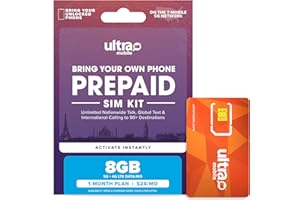 $24/mo. Ultra Mobile Prepaid Phone Plan with Unlimited Talk, Text, & 8GB of 5G • 4G LTE Data for 1 Month (3-in-1 SIM Card Kit)