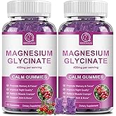 Magnesium Glycinate Gummies 400 mg, High Absorption Magnesium Glycinate Supplement with Potassium, Calcium, Vitamin D, B6 & C