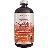 Organic Cordyceps Mushroom Extract - 70% Beta Glucans - Highest Active Nutrient Levels, Max Potency Cordyceps Tincuture, US Grown + Ultrasonic Extraction - Performance, Immunity and Energy - 8 oz.