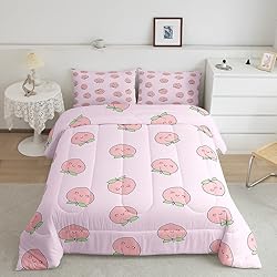 Cartoon Comforter Set Twin Size Pink Peach Bedding